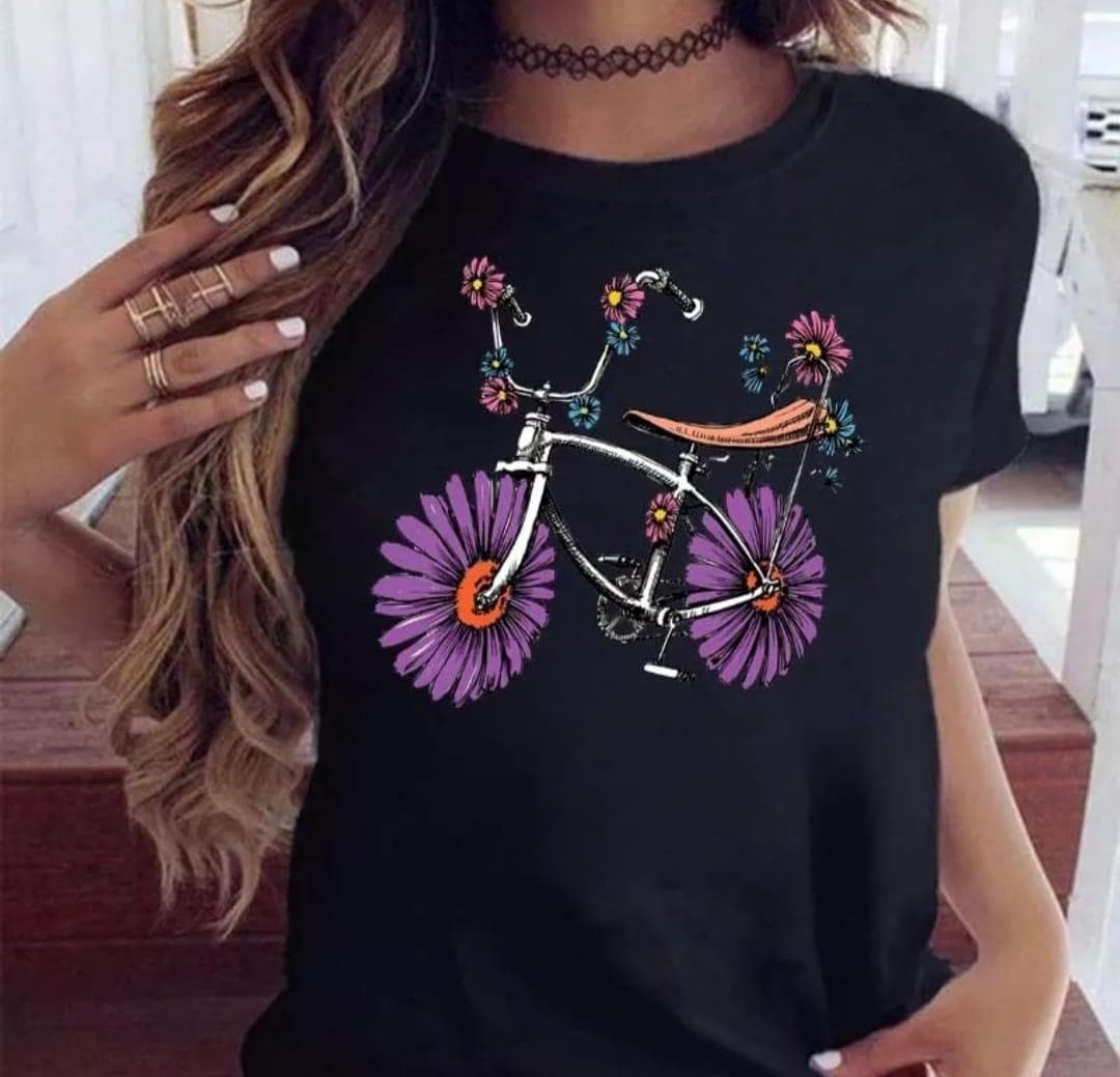 Tricou cu flori Bicicleta #4 - Prestigeboutique.ro