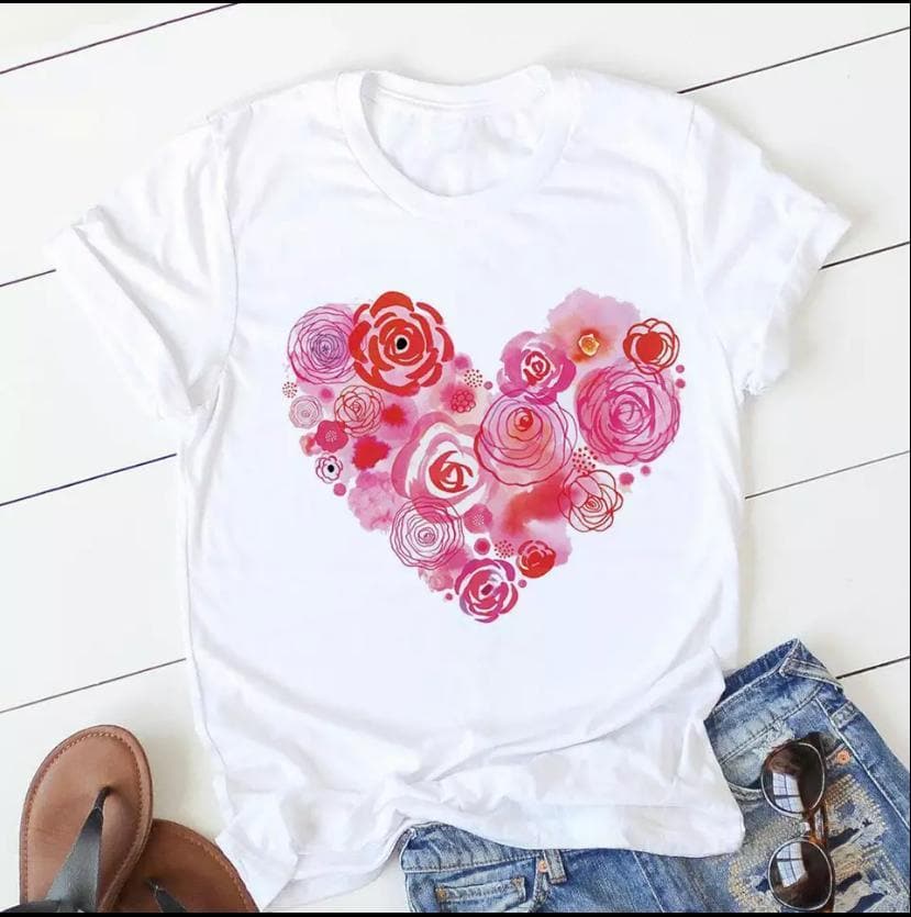 Tricou cu flori Love Pink Flowers - Prestigeboutique.ro