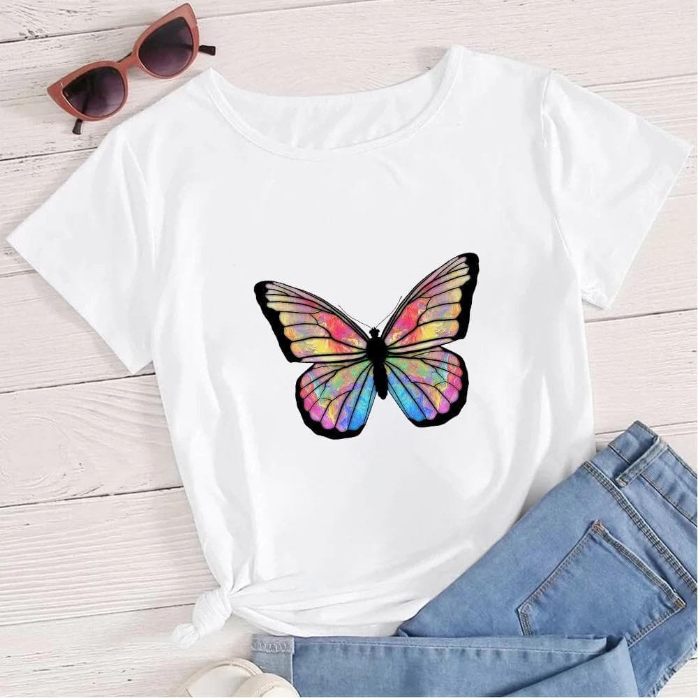 Tricou cu fluturi Fluture curcubeu - Prestigeboutique.ro
